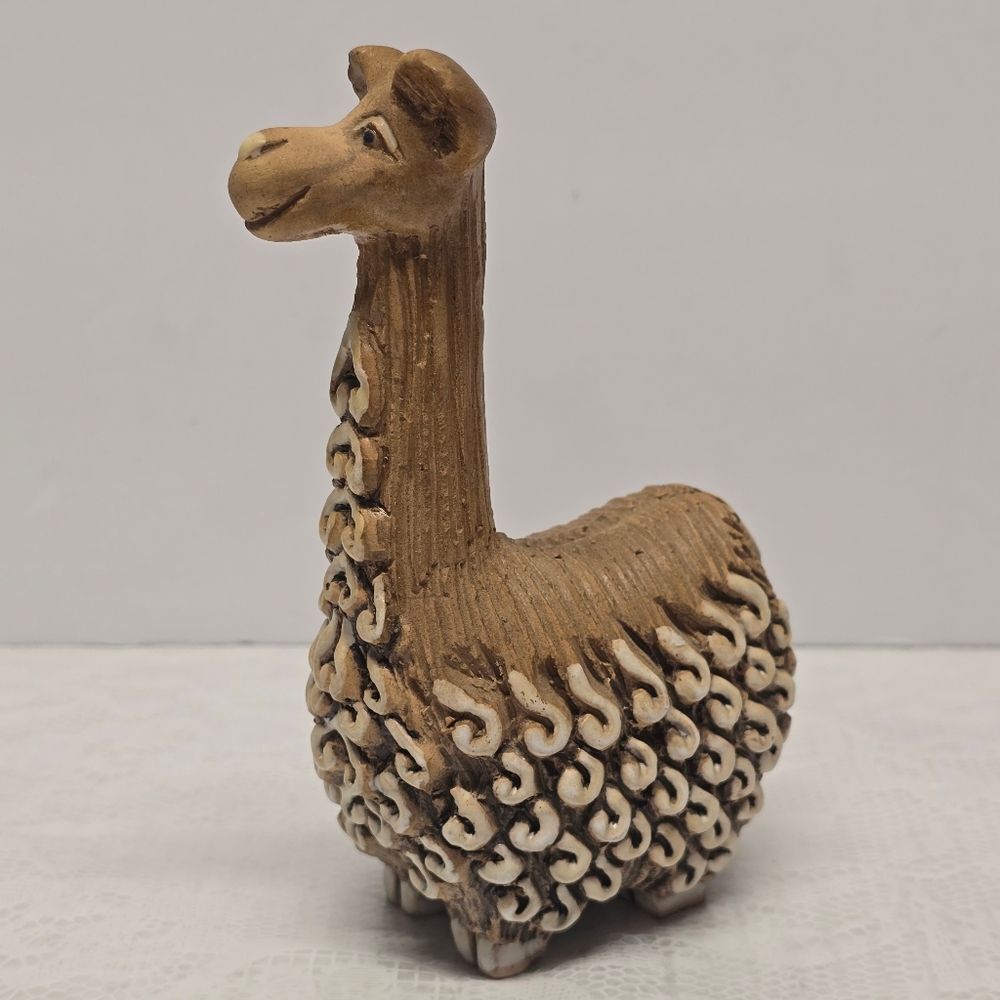 Artesania Rinconada Vicuna Llama Alpaca Figurine Rustic Folk Art Pottery Uruguay